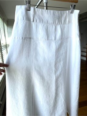For Cynthia White A-Line Skirt, Midi Length in 💯 Linen